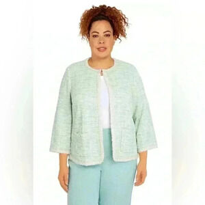 NWT Alfred Dunner Women’s Plus Size Lady Like Knit Boucle Cotton Jacket Size XL